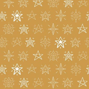 Rustic Christmas, Holiday, Wooden Stars, Dark Gold, Large