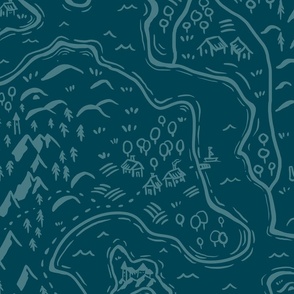 Old School Fantasy Map // teal