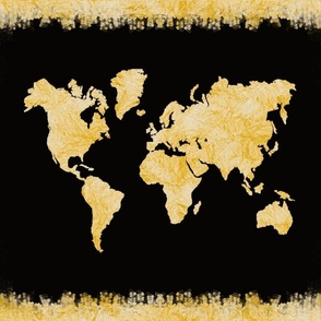 Black and Gold Geography World Map Travel Lover Wanderlust Throw Pillow