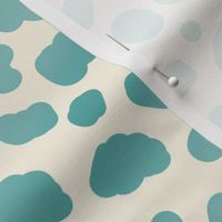 Wavy Spots and Dots in teal and cream