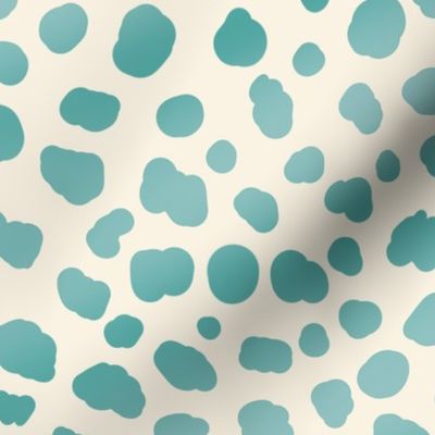 Wavy Spots and Dots in teal and cream