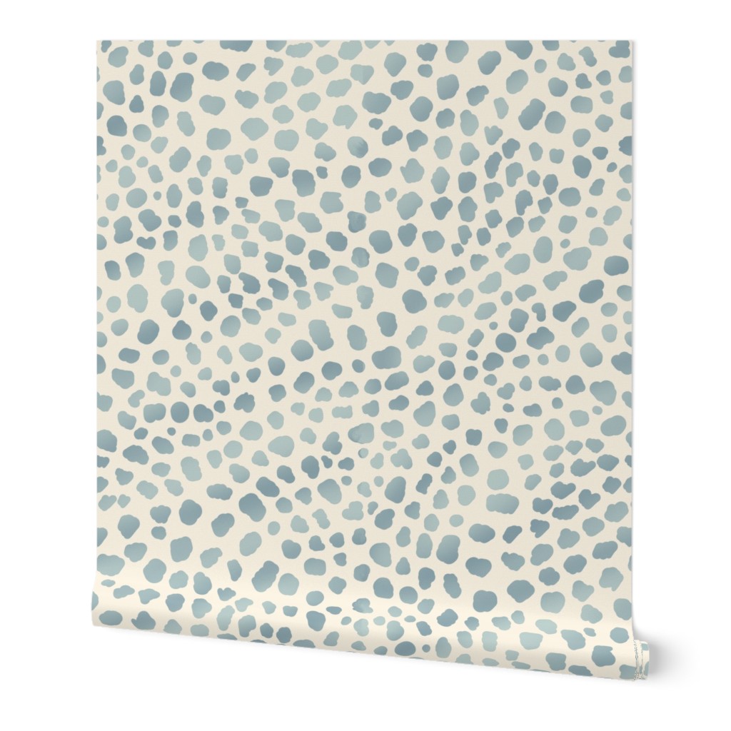 Wavy Spots and Dots in blue gray and ivory