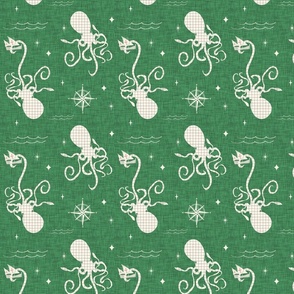 Sea Creatures  Nautical Map Octopus Green