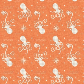 Sea Creatures  Nautical Map Octopus Orange Tangerine