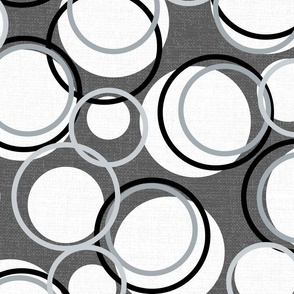 Black and White Abstract Cartography with Circles in Black and White on Grey