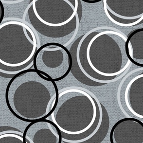 Black and White Abstract Circles Overlayed on Grey