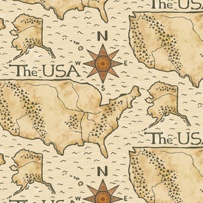 12" Vintage Map of the USA - Cartography
