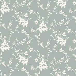 french country floral 2 tone - sutton blue