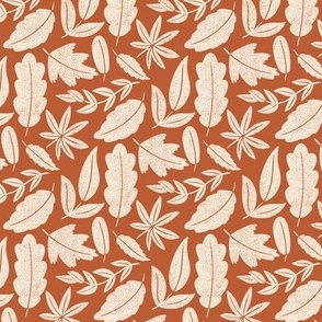 Autumn leaves - cream on rust