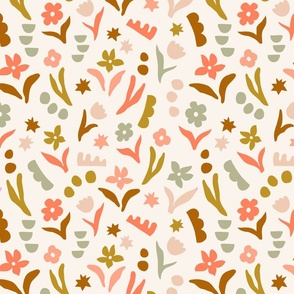 Floral Shapes Pink and Sage Small