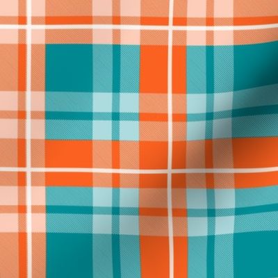 Bigger Scale Team Spirit Football Plaid Miami Dolphins Color Aqua Blue Orange