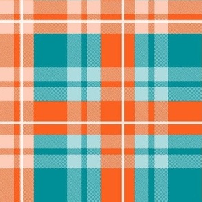 Bigger Scale Team Spirit Football Plaid Miami Dolphins Color Aqua Blue Orange