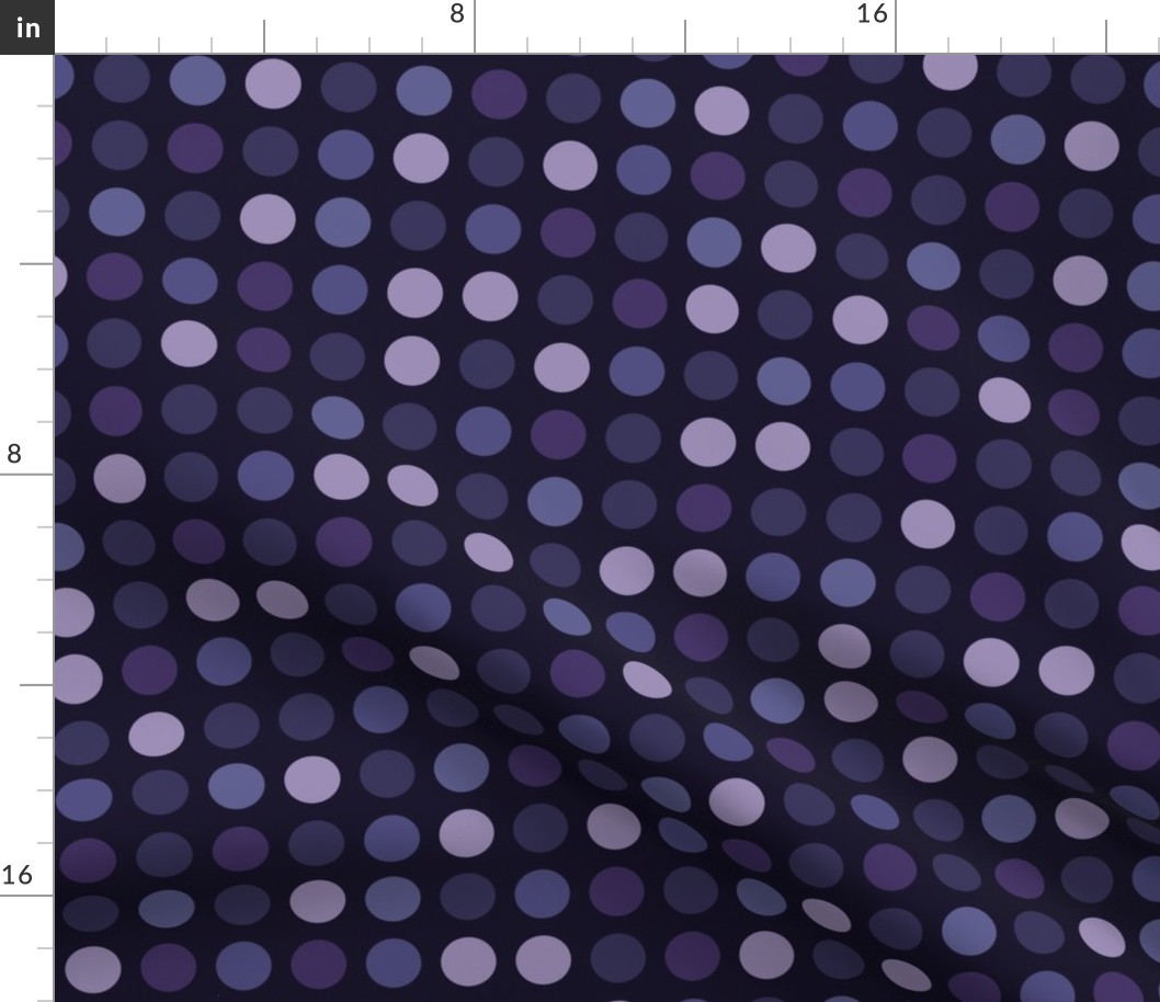 Polka dots // normal scale 0001 F // multicolored dots scattered regular polka dots blue purple violet pink navy blue 