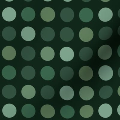 Polka dots // normal scale 0001 H // multicolored dots scattered regular polka dots  green  bottle green deep dark green warm greens