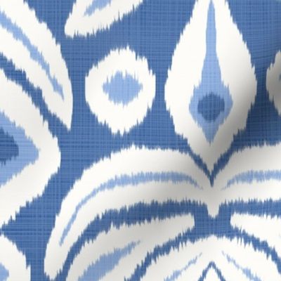 Large Navy and Cornflower Bloom Ikat
