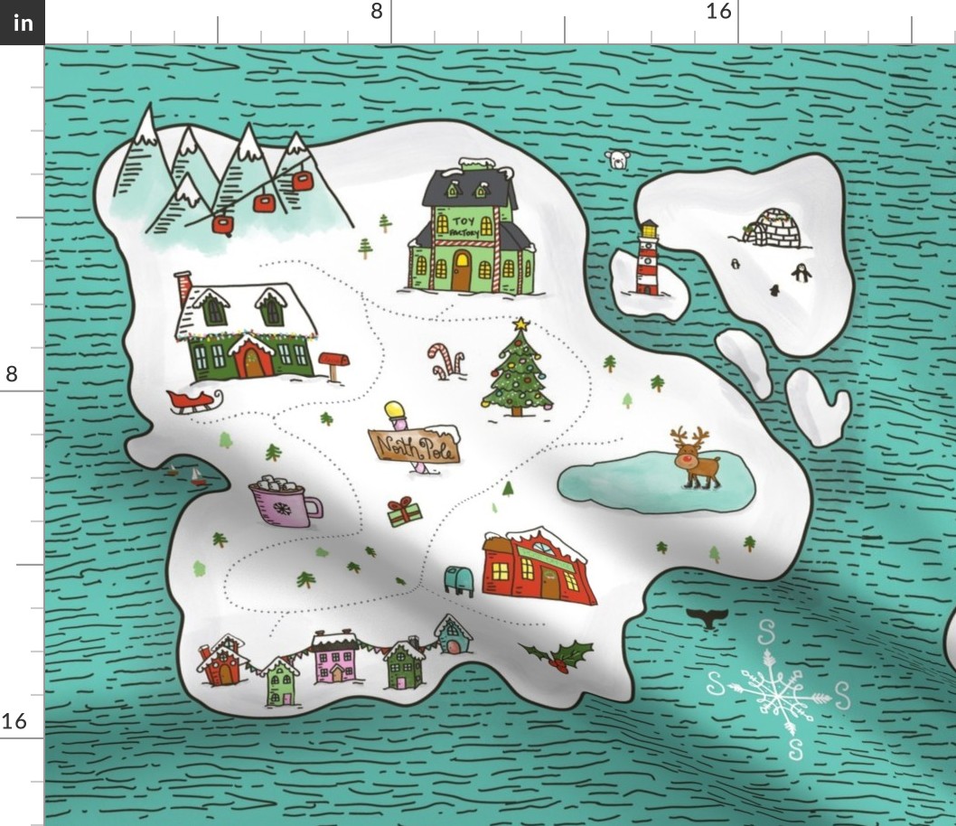 FS North Pole Map Throw Pillow