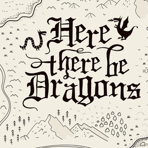 Here There Be Dragons Fantasy Map Panel