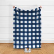 Navy Blue Buffalo Plaid | Traditional Large Blue Square Checks