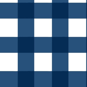 Navy Blue Buffalo Plaid | Traditional Large Blue Square Checks