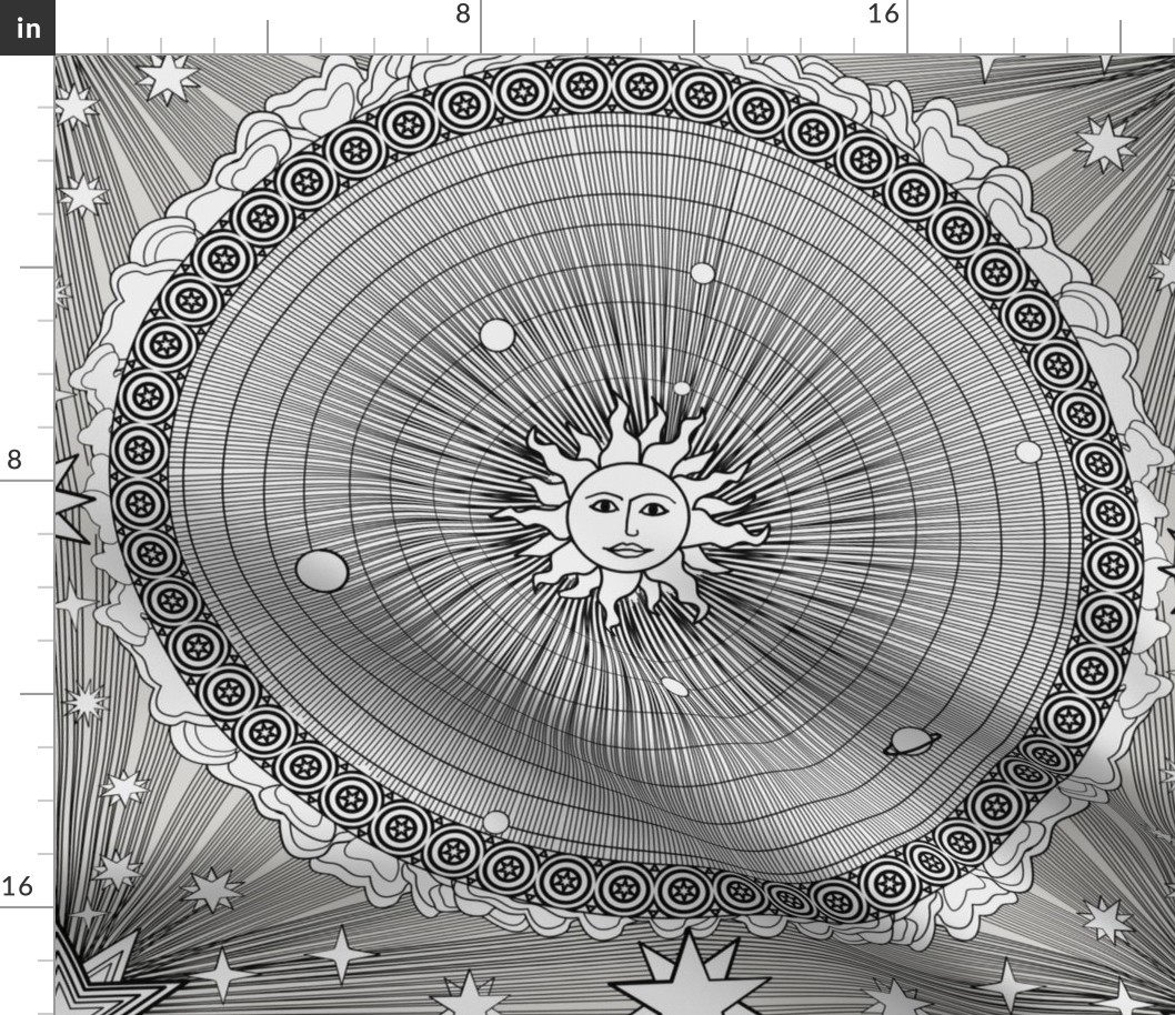 solar sytem map retro ancient throwpillow