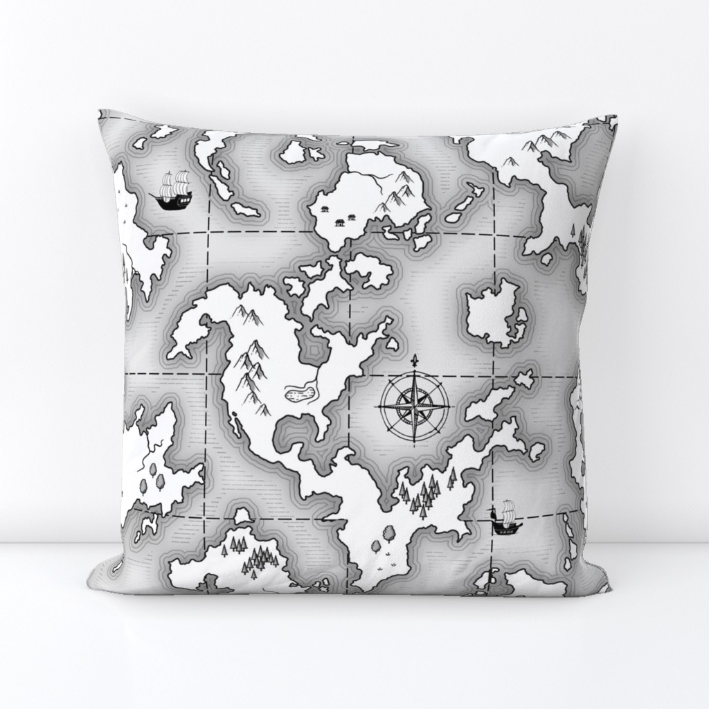 Classic Cartography Throw Pillows Black & White
