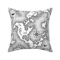 Classic Cartography Throw Pillows Black & White