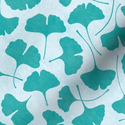  Ginkgo biloba monochrome cold green // normal scale 0004 D //  single color gingko leaves leaf nature abstract emerald teal blue turquoise  turquoise children wallpaper