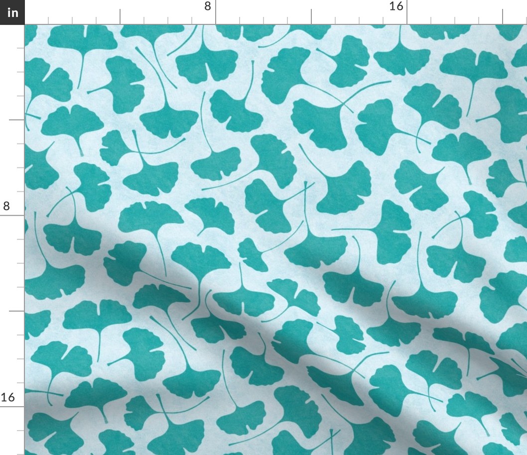  Ginkgo biloba monochrome cold green // normal scale 0004 D //  single color gingko leaves leaf nature abstract emerald teal blue turquoise  turquoise children wallpaper