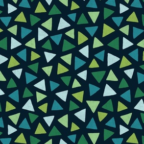 Multicolored watercolor irregular triangles // normal scale 0006 E // colorful triangle green dark green turquoise blue green bottle dark green background abstract geometric