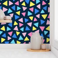 Multicolored watercolor irregular triangles // normal scale 0006 A // colorful triangle pink blue babyblue yellow neon abstract geometric