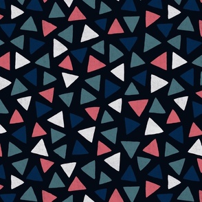 Multicolored watercolor irregular triangles // normal scale 0006 J // colorful triangle green grey beige red navy blue dark background abstract geometric