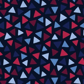 Multicolored watercolor irregular triangles // normal scale 0006 L // colorful triangle sky blue baby blue red navy blue burgundy beetroot color dark background abstract geometric