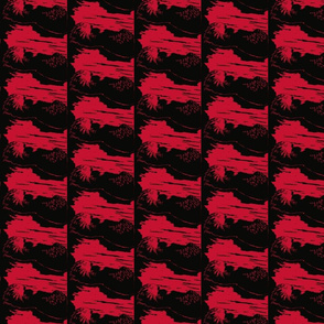 otter linocut-red