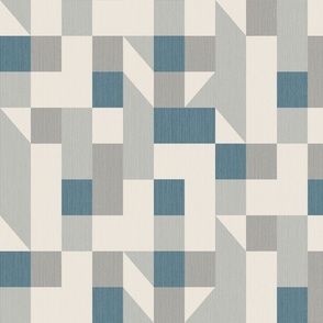 Bold monochromatic geometric abstract squares triangles // normal scale 0009 A // irregular squares triangles blue gray beige 