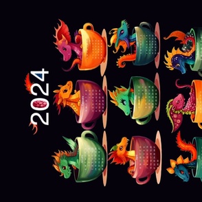 Dragons in cups, calendar 2024
