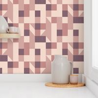 Bold monochromatic geometric abstract squares triangles // normal scale 0009 C // irregular squares triangles red reds burgundy beige 