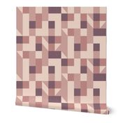 Bold monochromatic geometric abstract squares triangles // normal scale 0009 C // irregular squares triangles red reds burgundy beige 