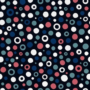 Multicolored watercolor irregular dots // normal scale 0019 B // colorful dot blue navy blue red green white dark background abstract geometric