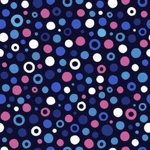 Multicolored watercolor irregular dots // normal scale 0019 C // colorful dot blue navy blue pink white dark background abstract geometric