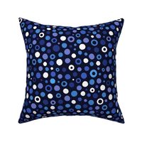 Multicolored watercolor irregular dots // normal scale 0019 E // colorful dot blue navy blue lavender ultramarine white dark background abstract geometric