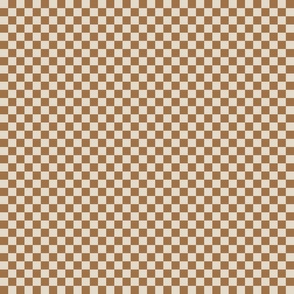Checkered Checks in Brown and Tan - Small Scale - Neutral Teen