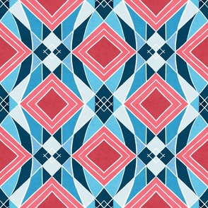 Colorful geometric abstract squares // normal scale 0022 C // symmetrical squares triangles rhombuses red blue navy babyblue multicolour harmony