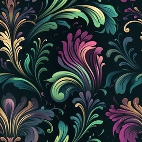 Dark rainbow damask