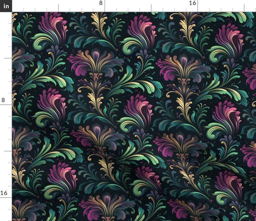 Dark rainbow damask