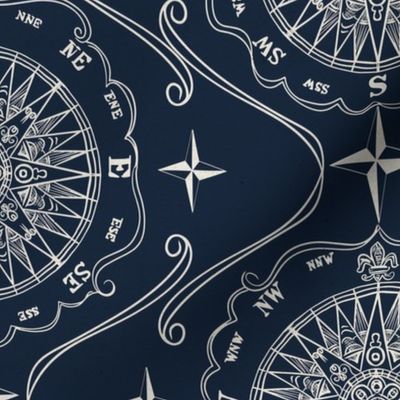 Compass Rose, Navy background