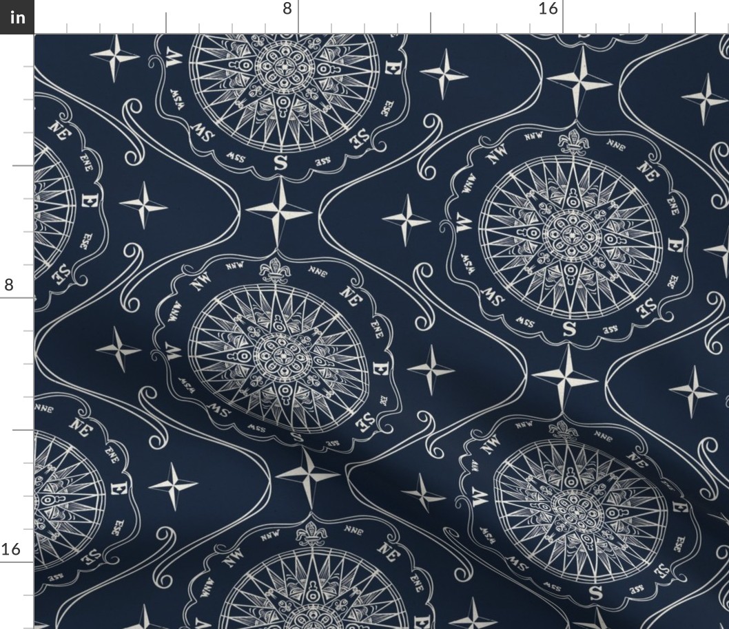 Compass Rose, Navy background