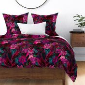 Fancy Jungle Opulence With Tigers Pink Teal And Navy Large Scale