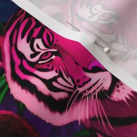 Fancy Jungle Opulence With Tigers Pink Teal And Navy Large Scale