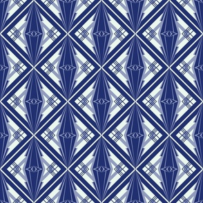 Art Deco Geometric Trellis Treillage Style in Navy Blue