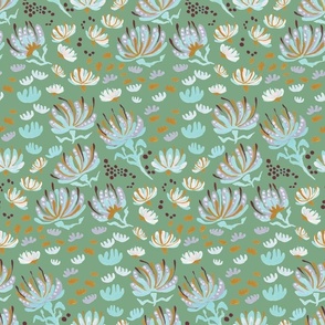 cotton soft floral - Teal Large